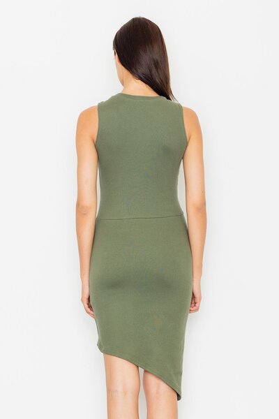 Oliwkowa asymetryczna sukienka