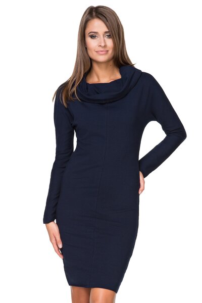 Granatowa sukienka z kominem