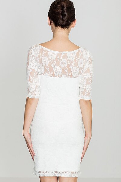 Dopasowana sukienka koronkowa w kolorze ecru