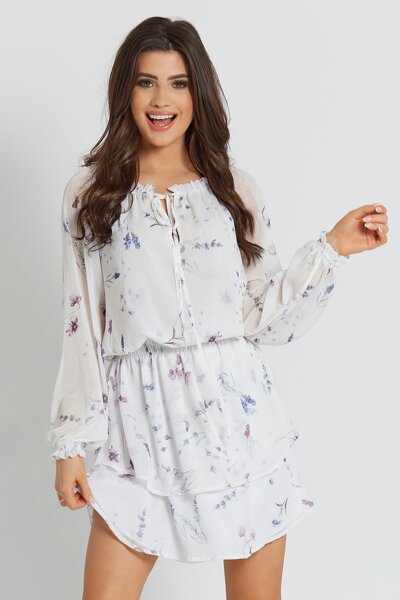 Dziewczęca luźna sukienka z szyfonowego materiału