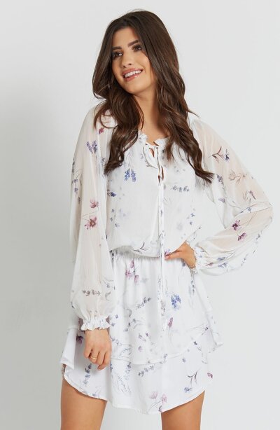 Dziewczęca luźna sukienka z szyfonowego materiału