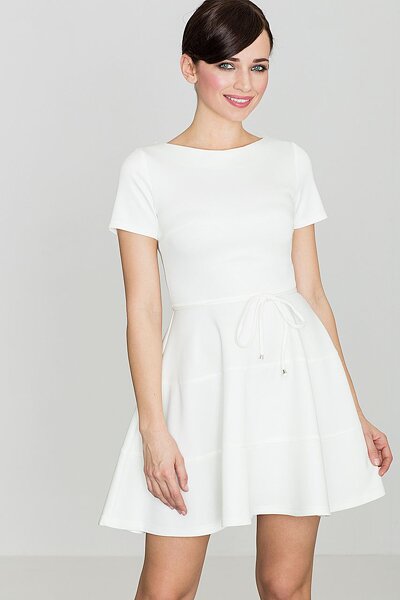 Sukienka mini wiązana w pasie w kolorze ecru