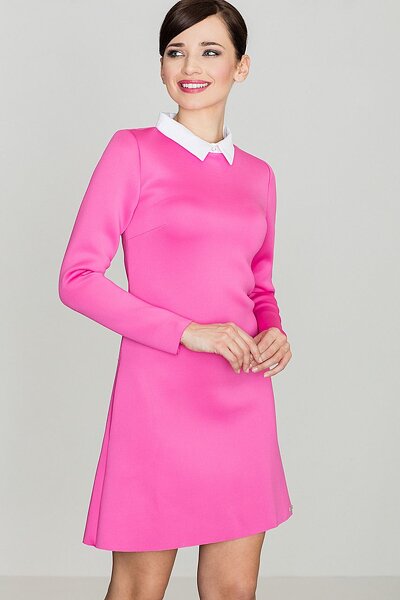 Sukienka mini z białym kołnierzem w kolorze fuksji