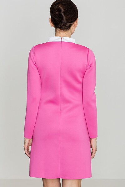 Sukienka mini z białym kołnierzem w kolorze fuksji