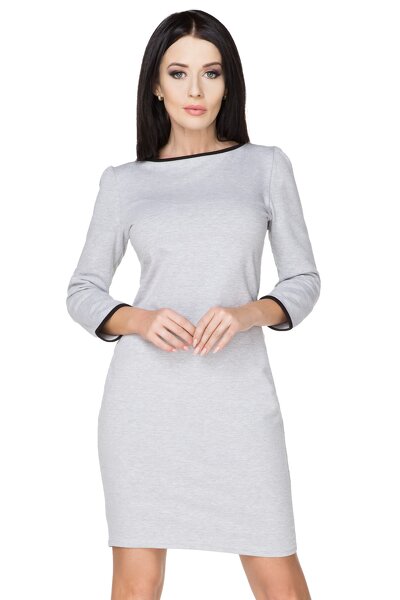 Jasno szara sukienka z ozdobnym wiązaniem na plecach