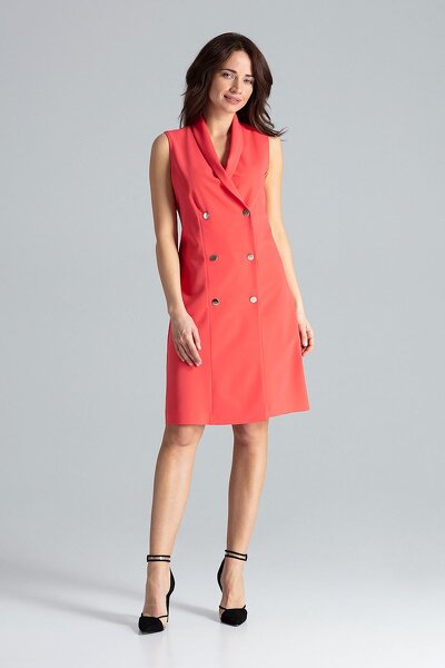 Kopertowa sukienka w kolorze koralowym