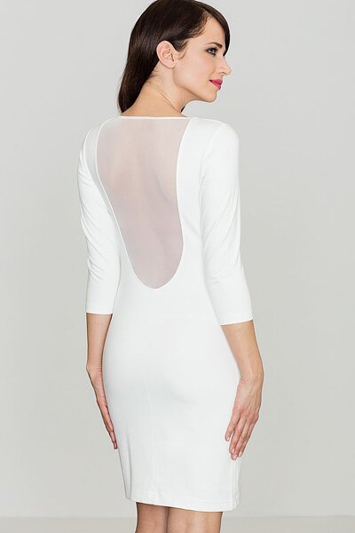 Sukienka z przeźroczystą wstawką na plecach w kolorze ecru