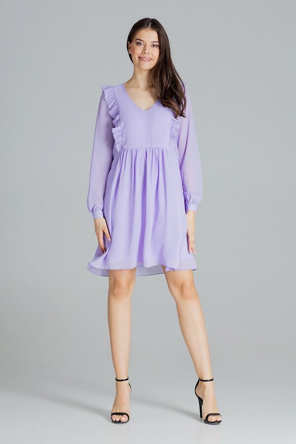 Fioletowa luźna sukienka z szyfonu 