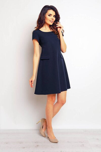 Granatowa rozkloszowana sukienka mini