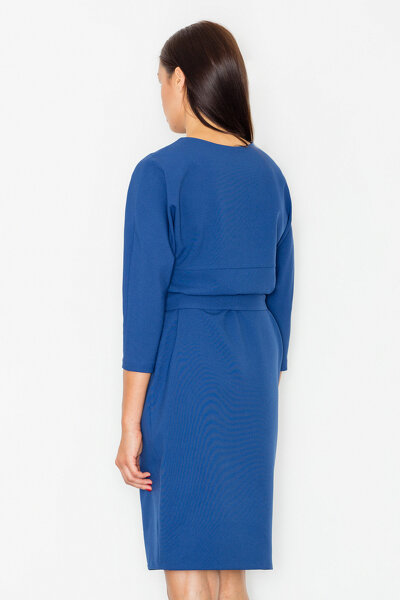 Sukienka ołówkowa wiązana w pasie w granatowym kolorze