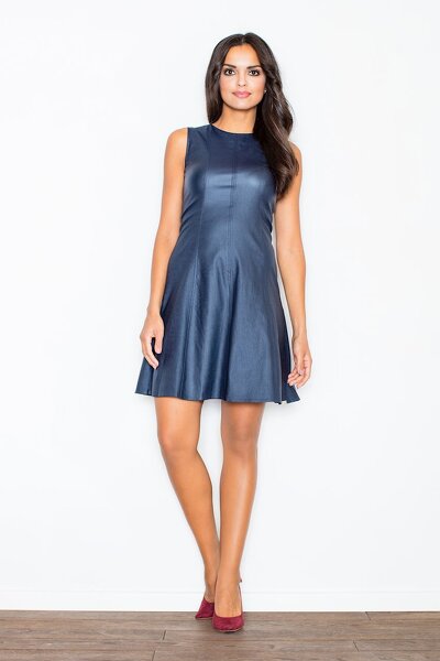 Granatowa sukienka z ekoskóry