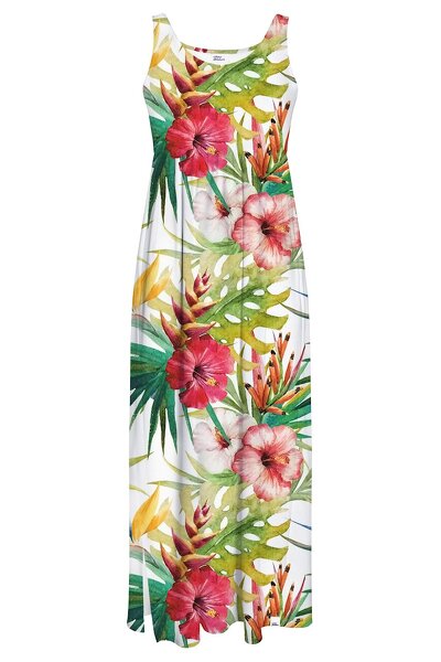 Jasna sukienka maxi  w czerwone kwiaty