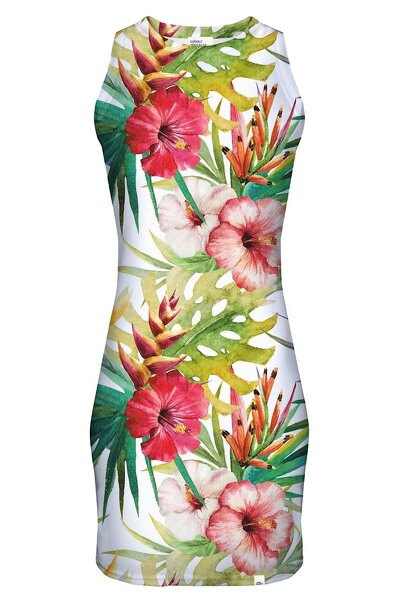 Jasna sukienka w czerwone kwiaty