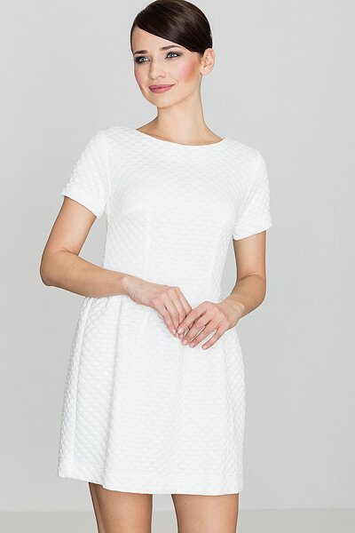 Pikowana sukienka mini w kolorze ecru