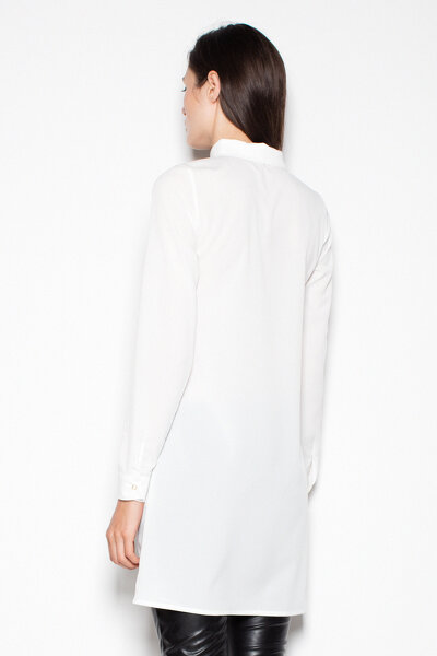 Sukienko-koszula z kołnierzem w kolorze ecru