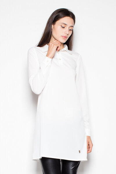 Sukienko-koszula z kołnierzem w kolorze ecru