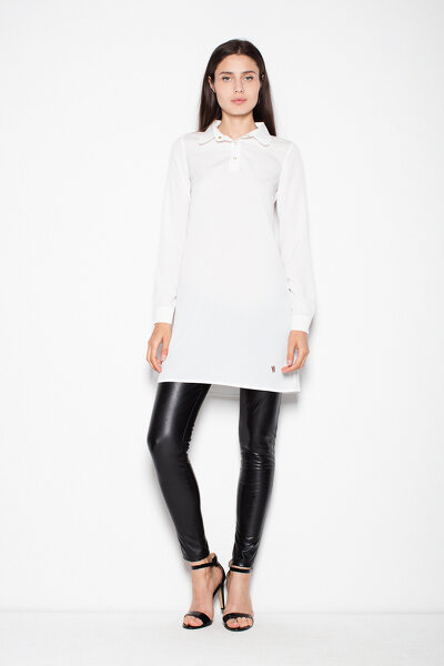 Sukienko-koszula z kołnierzem w kolorze ecru