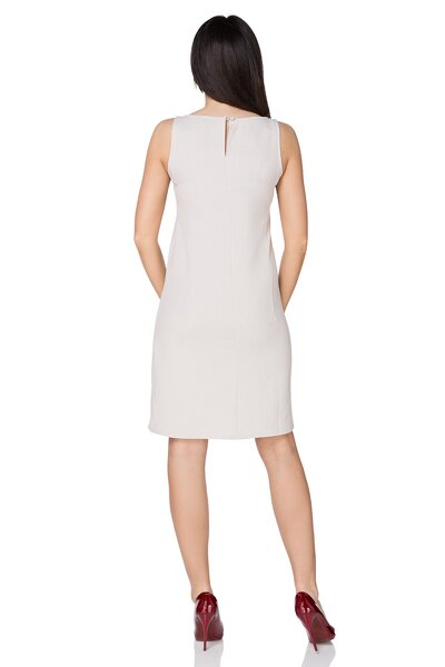 Jasnoszara letnia taliowana sukienka