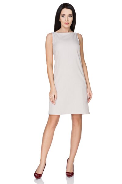 Jasnoszara letnia taliowana sukienka