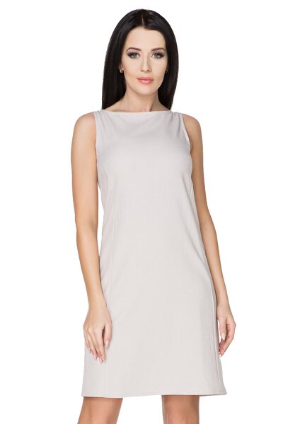 Jasnoszara letnia taliowana sukienka