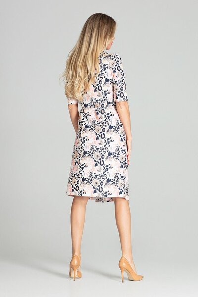 Kopertowa sukienka midi we wzór kolorowej panterki