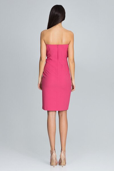 Dopasowana sukienka bez ramion w kolorze koral