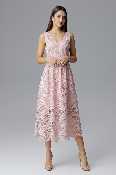 Różowa koronkowa sukienka na ramiączkach