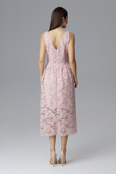 Różowa koronkowa sukienka na ramiączkach