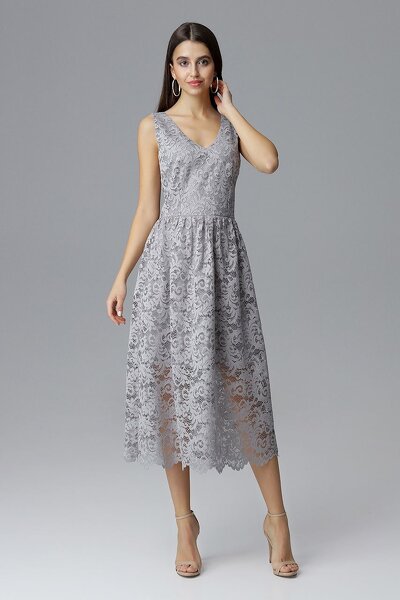 Szara koronkowa sukienka na ramiączkach