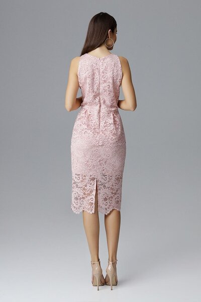 Koronkowa sukienka baskinka w różowym kolorze