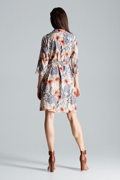 Kwiecista koszulowa sukienka wiązana w pasie