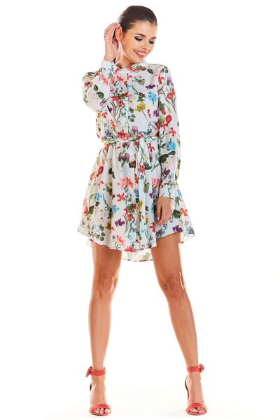 Koszulowa letnia sukienka w drobne kolorowe kwiaty