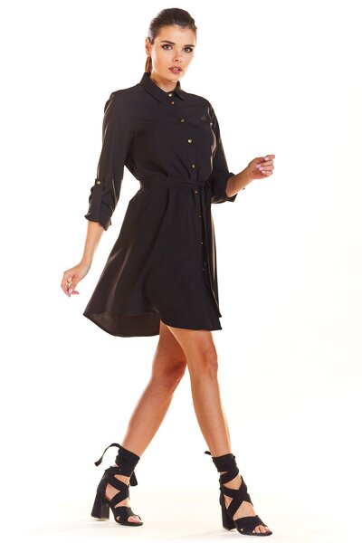 Koszulowa sukienka mini w czarnym kolorze