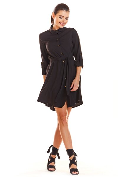Koszulowa sukienka mini w czarnym kolorze