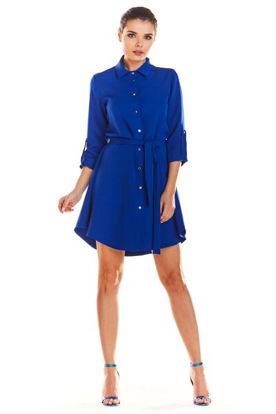 Koszulowa sukienka mini w niebieskim kolorze