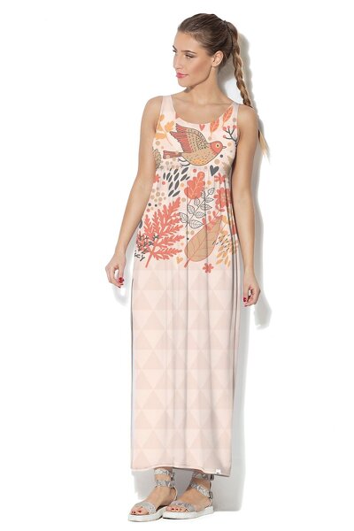 Sukienka na ramiączkach z przyrodniczym wzorem