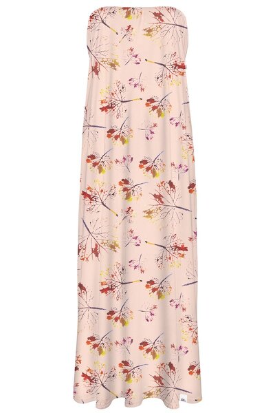 Jasna sukienka z brązowo-rudymi liśćmi