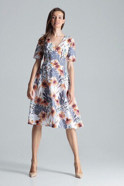 Kwiecista rozkloszowana sukienka