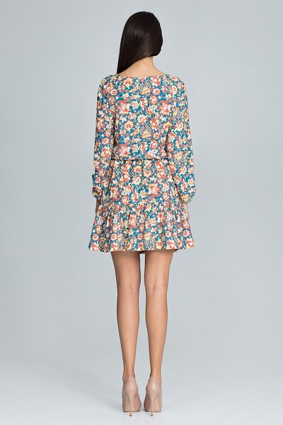 Sukienka mini z falbanką w orientale wzory i kolory