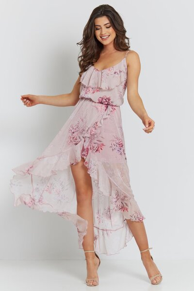 Kwiecista zwiewna sukienka o asymetrycznym fasonie