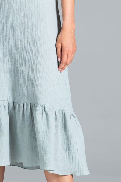 Lekka sukienka w miętowym kolorze z falbanką