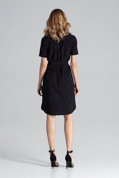 Letnia sukienka wiązana w pasie w czarnym kolorze