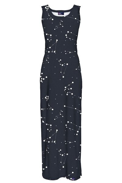 Czarna długa sukienka w gwiazdozbiory