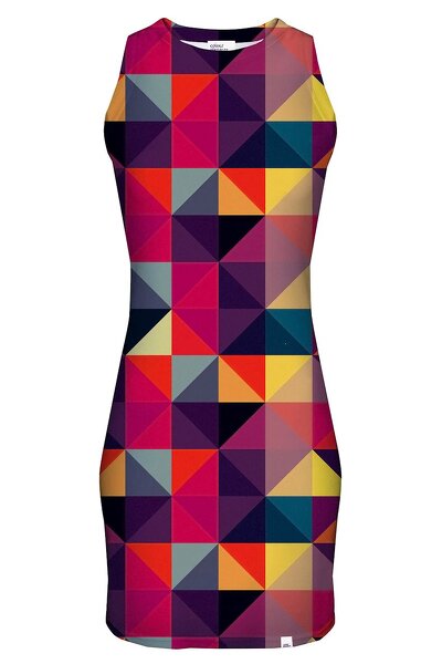 Kolorowa sukienka mini bez rękawów