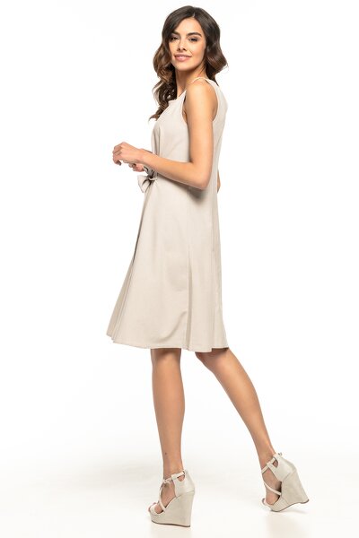 Jasnoszara sukienka z materiału imitującego len