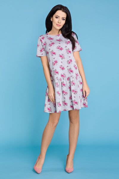 Sukienka z falbaną w kwiaty