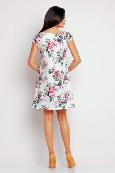 Letnia kwiecista sukienka z krótkim rękawem