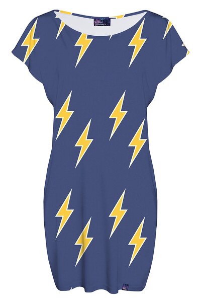 Niebieska sukienka mini z krótkim rękawem