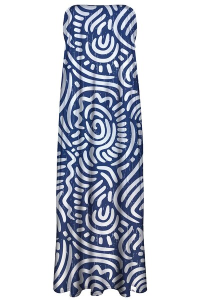 Niebieska sukienka ze wzorem