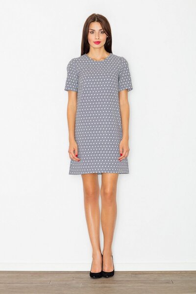 Sukienka z krótkim rękawem w szare romby